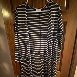 LuLaRoe Charcoal Striped Long Cardigan Women’s XS